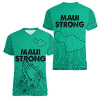 Hawaii Strong Maui Wildfire Women V Neck T Shirt No2 LT9 - Polynesian Pride