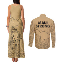 Hawaii Strong Maui Wildfire Couples Matching Tank Maxi Dress and Long Sleeve Button Shirts No3 LT9 - Polynesian Pride
