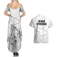 Hawaii Strong Maui Wildfire Couples Matching Summer Maxi Dress and Hawaiian Shirt No4 LT9 - Polynesian Pride