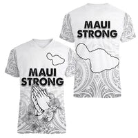 Hawaii Strong Maui Wildfire Women V Neck T Shirt No4 LT9 - Polynesian Pride