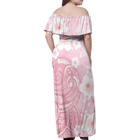 Japan Sakura Floral with Polynesian Vibe Family Matching Off Shoulder Maxi Dress and Hawaiian Shirt