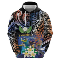 Marshall Islands Kwajalein Atoll Hoodie Plumeria Sea Turtle with Polynesian Tribal