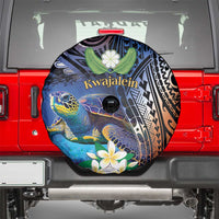 Marshall Islands Kwajalein Atoll Spare Tire Cover Plumeria Sea Turtle with Polynesian Tribal