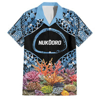 Personalised Nukuoro Micronesia Atoll Family Matching Long Sleeve Bodycon Dress and Hawaiian Shirt with Pacific Coral Reef