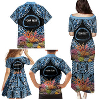 Personalised Nukuoro Micronesia Atoll Family Matching Puletasi and Hawaiian Shirt with Pacific Coral Reef