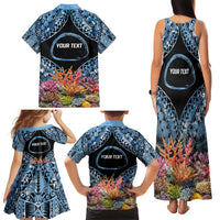Personalised Nukuoro Micronesia Atoll Family Matching Tank Maxi Dress and Hawaiian Shirt with Pacific Coral Reef