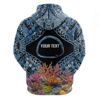 Personalised Nukuoro Micronesia Atoll Zip Hoodie with Pacific Coral Reef