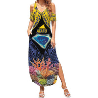 Tokelau Atafu Atoll Personalised Family Matching Summer Maxi Dress and Hawaiian Shirt Pacific Coral Reef Vibe