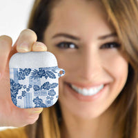 Vintage Hawaii AirPods Case Hibiscus Tapa Tribal With Hawaiian Quilt Pattern Blue - Polynesian Pride