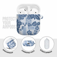 Vintage Hawaii AirPods Case Hibiscus Tapa Tribal With Hawaiian Quilt Pattern Blue - Polynesian Pride