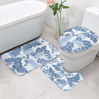 Vintage Hawaii Bathroom Set Hibiscus Tapa Tribal With Hawaiian Quilt Pattern Blue - Polynesian Pride