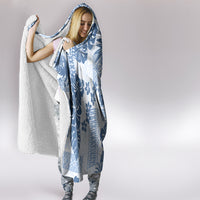 Vintage Hawaii Hooded Blanket Hibiscus Tapa Tribal With Hawaiian Quilt Pattern Blue LT9 - Polynesian Pride