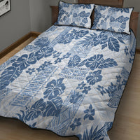 Vintage Hawaii Quilt Bed Set Hibiscus Tapa Tribal With Hawaiian Quilt Pattern Blue LT9 - Polynesian Pride