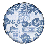 Vintage Hawaii Spare Tire Cover Hibiscus Tapa Tribal With Hawaiian Quilt Pattern Blue LT9 - Polynesian Pride