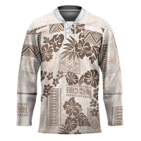 Vintage Hawaii Hockey Jersey Hibiscus Tapa Tribal With Hawaiian Quilt Pattern Gold LT9 Unisex Gold - Polynesian Pride