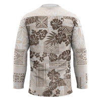Vintage Hawaii Hockey Jersey Hibiscus Tapa Tribal With Hawaiian Quilt Pattern Gold LT9 - Polynesian Pride