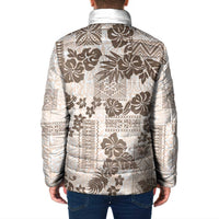 Vintage Hawaii Padded Jacket Hibiscus Tapa Tribal With Hawaiian Quilt Pattern Gold - Polynesian Pride