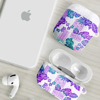 Vintage Hawaii AirPods Case Hibiscus Tapa Tribal With Hawaiian Quilt Pattern Purple - Polynesian Pride