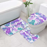 Vintage Hawaii Bathroom Set Hibiscus Tapa Tribal With Hawaiian Quilt Pattern Purple - Polynesian Pride