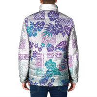 Vintage Hawaii Padded Jacket Hibiscus Tapa Tribal With Hawaiian Quilt Pattern Purple - Polynesian Pride