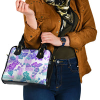 Vintage Hawaii Shoulder Handbag Hibiscus Tapa Tribal With Hawaiian Quilt Pattern Purple LT9 - Polynesian Pride