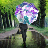 Vintage Hawaii Umbrella Hibiscus Tapa Tribal With Hawaiian Quilt Pattern Purple - Polynesian Pride