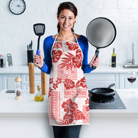 Vintage Hawaii Apron Hibiscus Tapa Tribal With Hawaiian Quilt Pattern Red - Polynesian Pride