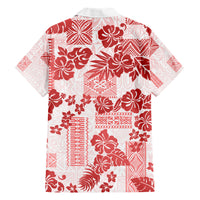 Vintage Hawaii Hawaiian Shirt Hibiscus Tapa Tribal With Hawaiian Quilt Pattern Red LT9 - Polynesian Pride