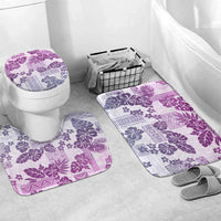 Vintage Hawaii Bathroom Set Hibiscus Tapa Tribal With Hawaiian Quilt Pattern Violet - Polynesian Pride