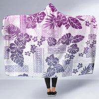 Vintage Hawaii Hooded Blanket Hibiscus Tapa Tribal With Hawaiian Quilt Pattern Violet LT9 - Polynesian Pride