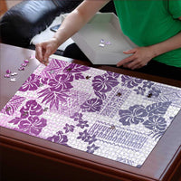 Vintage Hawaii Puzzle Hibiscus Tapa Tribal With Hawaiian Quilt Pattern Violet - Polynesian Pride