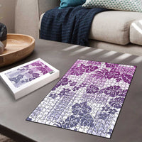 Vintage Hawaii Puzzle Hibiscus Tapa Tribal With Hawaiian Quilt Pattern Violet - Polynesian Pride