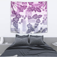 Vintage Hawaii Tapestry Hibiscus Tapa Tribal With Hawaiian Quilt Pattern Violet LT9 - Polynesian Pride