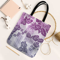 Vintage Hawaii Tote Bag Hibiscus Tapa Tribal With Hawaiian Quilt Pattern Violet - Polynesian Pride