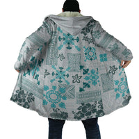 Hawaii Tapa Tribal Cloak With Hawaiian Quilt Pattern Aqua - Polynesian Pride