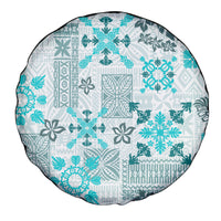 Hawaii Tapa Tribal Spare Tire Cover With Hawaiian Quilt Pattern Aqua LT9 - Polynesian Pride
