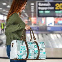 Hawaii Tapa Tribal Travel Bag With Hawaiian Quilt Pattern Aqua - Polynesian Pride