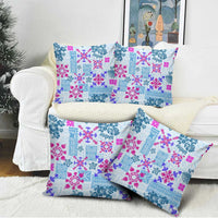 Hawaii Tapa Tribal Pillow Cover With Hawaiian Quilt Pattern Blue - Polynesian Pride