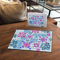 Hawaii Tapa Tribal Puzzle With Hawaiian Quilt Pattern Blue - Polynesian Pride