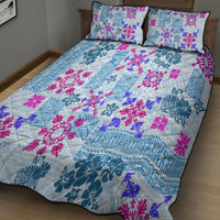 Hawaii Tapa Tribal Quilt Bed Set With Hawaiian Quilt Pattern Blue LT9 - Polynesian Pride