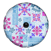 Hawaii Tapa Tribal Spare Tire Cover With Hawaiian Quilt Pattern Blue LT9 - Polynesian Pride