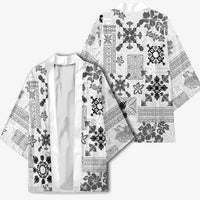 Hawaii Tapa Tribal Kimono With Hawaiian Quilt Pattern Black LT9 - Polynesian Pride