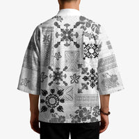 Hawaii Tapa Tribal Kimono With Hawaiian Quilt Pattern Black LT9 - Polynesian Pride