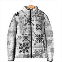 Hawaii Tapa Tribal Padded Jacket With Hawaiian Quilt Pattern Black - Polynesian Pride