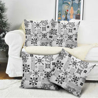 Hawaii Tapa Tribal Pillow Cover With Hawaiian Quilt Pattern Black - Polynesian Pride
