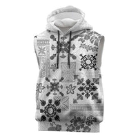 Hawaii Tapa Tribal Sleeveless Hoodie With Hawaiian Quilt Pattern Black - Polynesian Pride