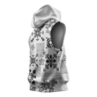 Hawaii Tapa Tribal Sleeveless Hoodie With Hawaiian Quilt Pattern Black - Polynesian Pride