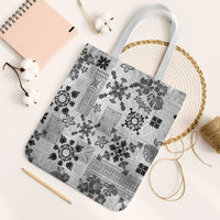 Hawaii Tapa Tribal Tote Bag With Hawaiian Quilt Pattern Black - Polynesian Pride