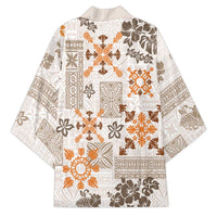 Hawaii Tapa Tribal Kimono With Hawaiian Quilt Pattern Gold LT9 - Polynesian Pride