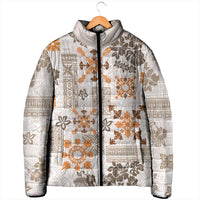 Hawaii Tapa Tribal Padded Jacket With Hawaiian Quilt Pattern Gold - Polynesian Pride